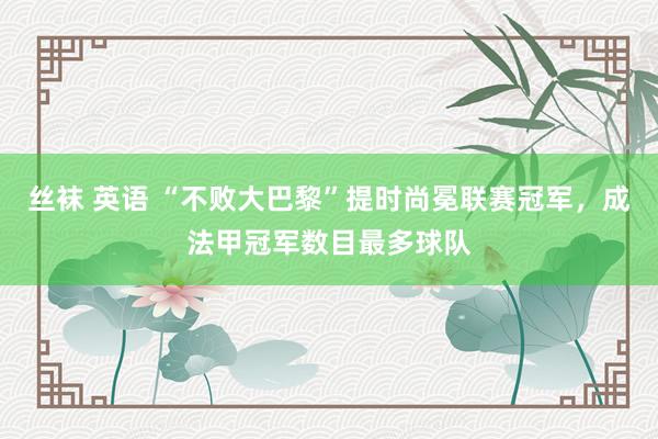 丝袜 英语 “不败大巴黎”提时尚冕联赛冠军，成法甲冠军数目最多球队