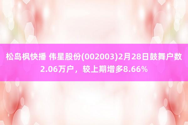 松岛枫快播 伟星股份(002003)2月28日鼓舞户数2.06万户，较上期增多8.66%