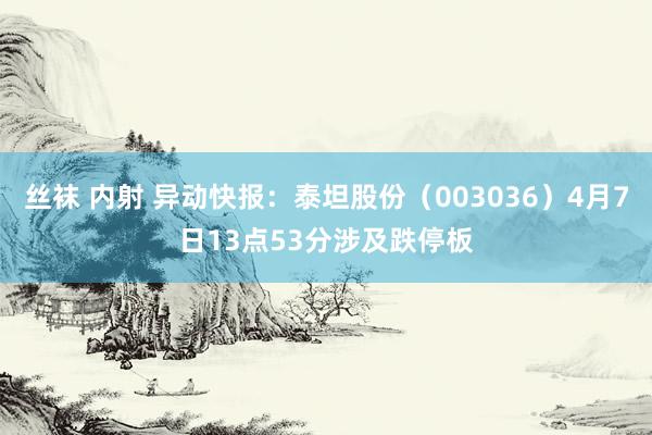 丝袜 内射 异动快报：泰坦股份（003036）4月7日13点53分涉及跌停板