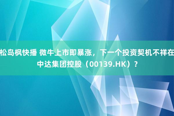 松岛枫快播 微牛上市即暴涨，下一个投资契机不祥在中达集团控股（00139.HK）？
