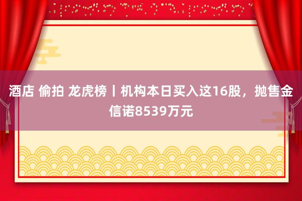 酒店 偷拍 龙虎榜丨机构本日买入这16股，抛售金信诺8539万元