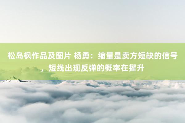 松岛枫作品及图片 杨勇:缩量是卖方短缺的信号,短线出现反弹的概率在擢升