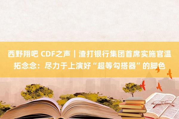 西野翔吧 CDF之声｜渣打银行集团首席实施官温拓念念：尽力于上演好“超等勾搭器”的脚色