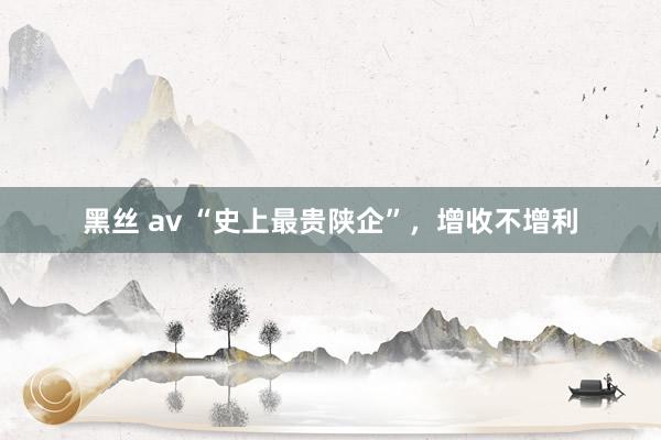 黑丝 av “史上最贵陕企”，增收不增利